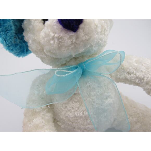 NEW w/ Tags Chenille Bunny Plush Peachtree Playthings Easter White Blue Hat - Picture 9 of 12